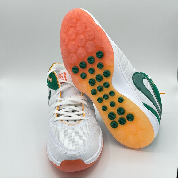 NIKE AIR ZOOM G.T. HUSTLE 2 CUT UNIVERSITY SWOOSH SQUAD WHITE GREEN ORANGE 11.5 - Picture 6 of 7